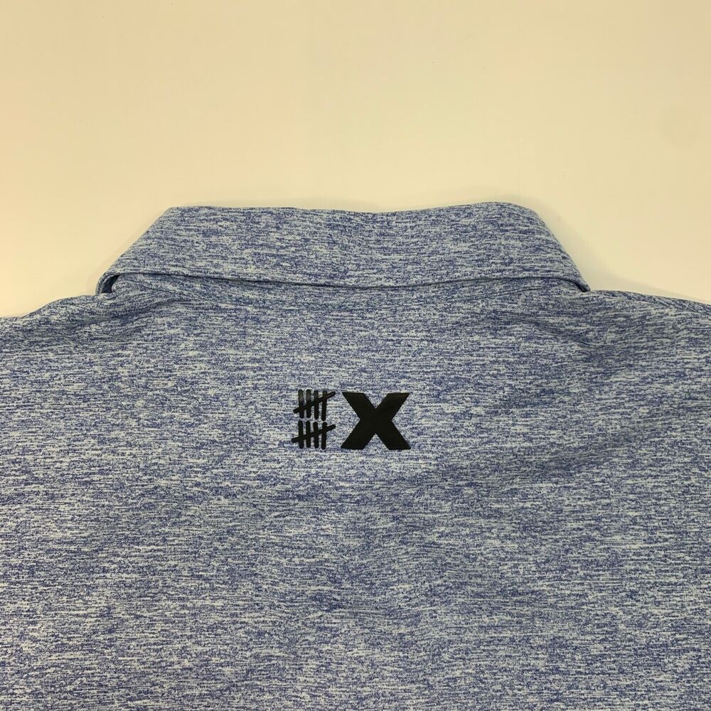 10X Sports Polo Shirt Mens S Small Shark Blue Golf Performance Chest Pocket New - Picture 8 of 10